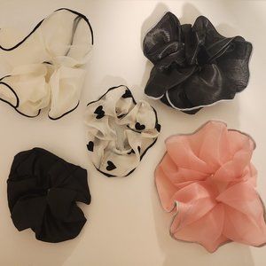 Bundle sets of 5 Scrunchies (NEW)-chiffon scrunchies with designs